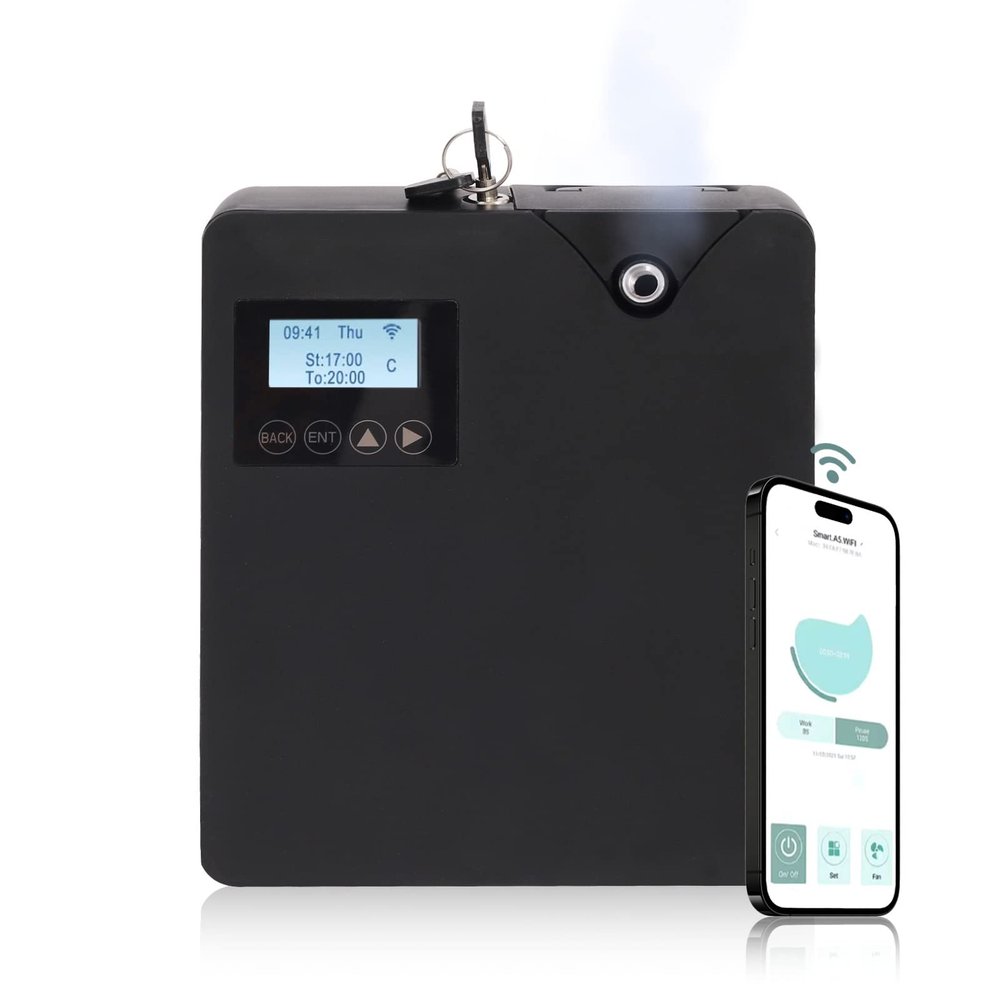 Smart Scent Essential Oil Diffuser, Professional Waterless Nebulizing Scent Air 300ml, HVAC Scent Diffuser for Home, Hall, Hotel, Office, Spa - Black