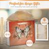 Christian Art Gifts Large Landscape Scripture Gift Bag for Women w/Greeting Card & Tissue Paper Set: Grace - Eph. 2:8 Inspirational Bible Verse, Butterfly Multicolor Floral w/Shiny Gold, Deep Orange view 2