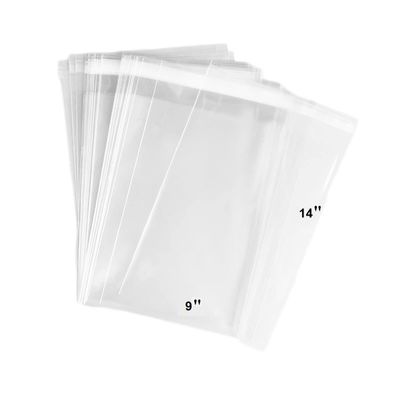 100 Bags - 9" x 14" Crystal Clear Protective Closure Bags with Self Adhesive Flap - Clear Resealable Cello/Cellophane Bags Good for Bakery, Candle, Soap, Cookie Poly Bags, in 1.4Mil Thickness