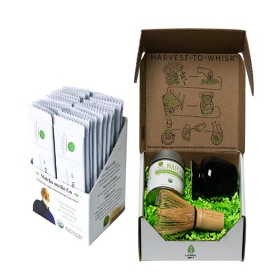 Matcha Kari Sticks + Mini Kit Bundle - 24 Sticks and 30g Ceremonial Tin, Whisk with Holder, USDA Organic Green Tea"