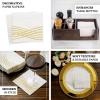 Efavormart 20 Pack Linen-Feel Paper Napkins, White with Gold Foil Wave Design, 10"x10" Airlaid Disposable Cocktail Napkins for Wedding & Special Events view 4