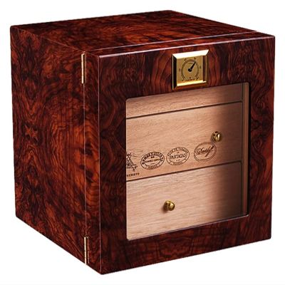 Cigar Box Humidor Cigar Box Humidors Barware Cigar Cabinet Three-layer Mellow Cedar Solid Wood Cigar Piano Paint Cigar Cabinet Drawer Large Capacity Cooking ( Color : Red , Size : 24*24*24cm )