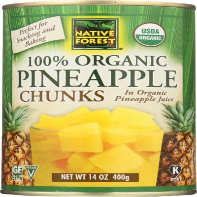 Native Forest Organic Pineapple Chunks, Vegan Friendly, Kosher, Gluten Free & Non-GMO, 14 Ounce (Pack of 6)