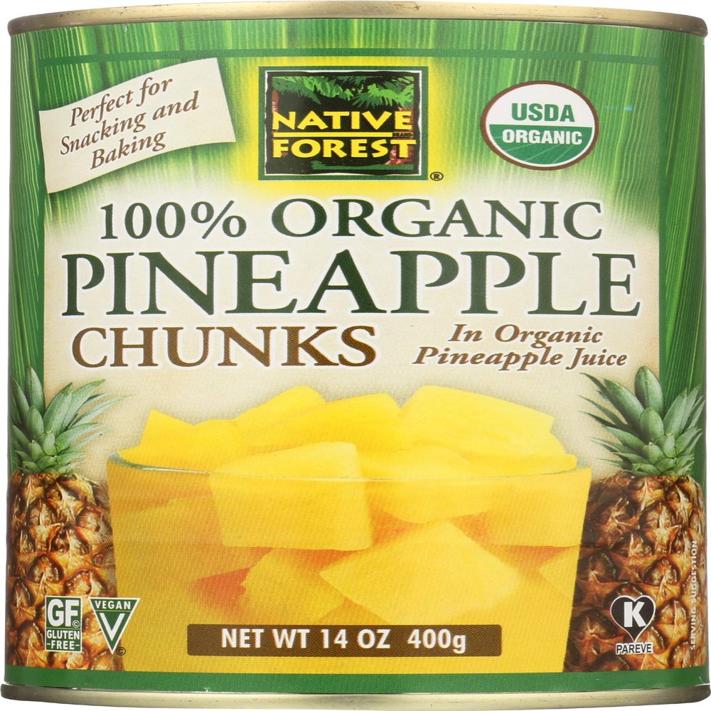 Native Forest Organic Pineapple Chunks, Vegan Friendly, Kosher, Gluten Free & Non-GMO, 14 Ounce (Pack of 6)