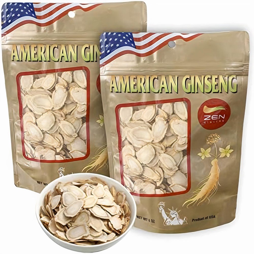 2 Bags of American Ginseng Slices (4oz/Bag) / Panax Ginseng. Boosts Body Immunity, Energy & Stamina for Man & Women
