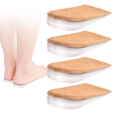 Abnaok Heel Lift, 4 Layer 2 Pairs Gel Shoe Lifts for Women Uneven Legs,Adjustable Orthopedic Heel Lifts for Heel Pain and Leg Length Discrepancy, Heel Wedge Inserts 1/4" to 1"