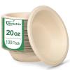 20oz Paper Bowls Disposable, 100 Pack Bowls Disposable Heavy Duty, Compostable Soup Bowls, Biodegradable Serving Bowls for Salad, Ice Cream, Dessert, Eco-Friendly Bowls Made Of Sugarcane view 1