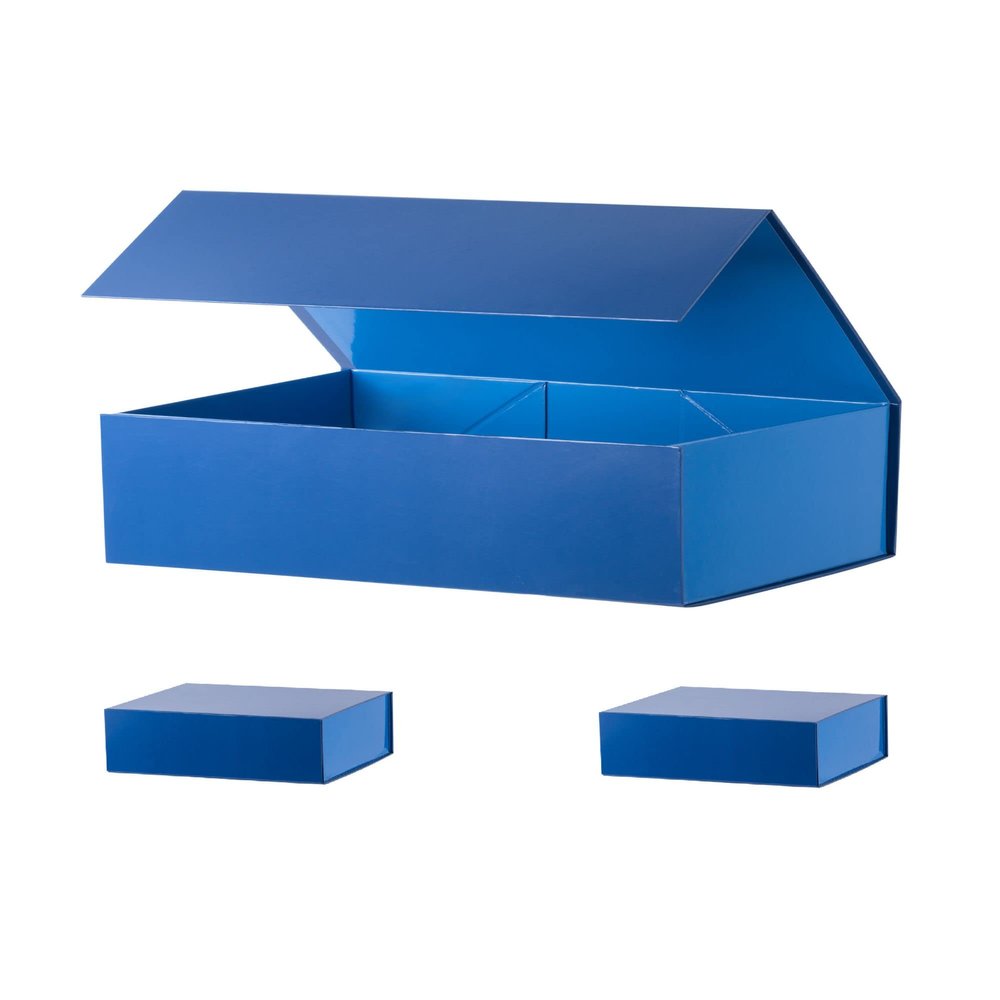 OEMVALATY Gift Box, Extra Large Blue 19x16x6 Inches, 3 Pack, Magnetic Closure, Multifunctional, Ideal for Wedding & Festival Gifts