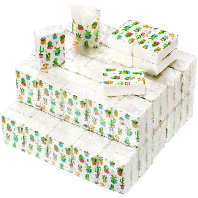 100 Pcs Pocket Tissues Packs Small Travel Tissue Personal Facial Tissues Eucalyptus Leave Pocket Tissues Cute Individual Facial Tissue Packs for Wedding Party Favors