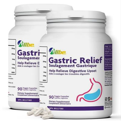 Allbe Gastric Relief Veggie Capsules, 230mg Broccoli Extract, 200mg Ginger Extract with Zinc & Magnesium Supplements, 2 Packs of 90 Servings Digestive Upset Relief Capsules, Serving Size: 1 Capsule