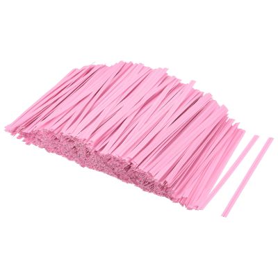 MECCANIXITY Twist Ties 3.54" Paper Closure Tie for Tying Bread, Candy, Cookies, Gift Bags Arts Crafts Pink Pack of 1000