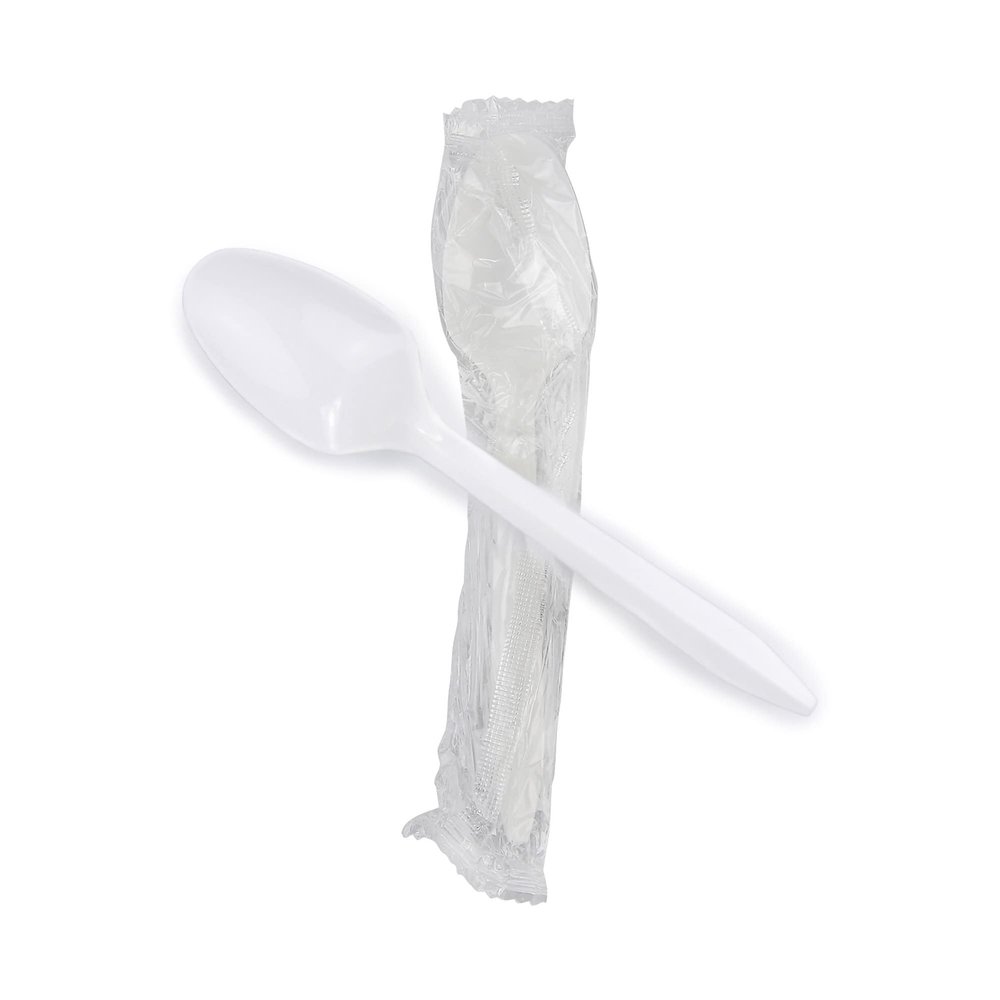 McKesson Plastic Teaspoons, Disposable - General Purpose, Polypropylene, Medium-Weight, Non-Sterile - White, 5 1/2 inches, 1000 Count