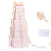 5 Pack Large Square Nesting Gift Boxes with Lids for Presents, 4"-8" Pink Stacking Gift Box with Ribbon Card for Wedding Birthday Party Valentine Christmas view 1