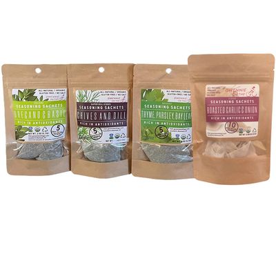 Gwennie on the GO  Seasoning Sachets | Variety Pack | Certified Organic Gluten- Free | Resealable Pouch | Seasoning Mix Packets for Soups & Sauces | 25 Biodegradable Sachets | 2oz
