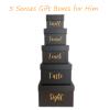 CHARMGIFTBOX 5 Pack Large Square Nesting Gift Boxes with Lids for Presents, 4-8 Black Stacking Gift Box with Ribbon Card for Wedding Birthday Party Valentine Christmas view 3