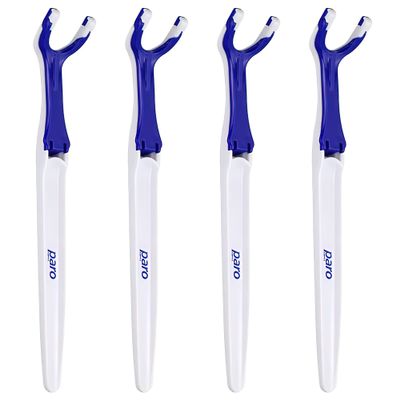 Paro Dental Floss Holder!! The Perfect Grip!! Easy Clean and Comfortable Way to Floss, Works Best with Paro Riser Floss. Pack of 4