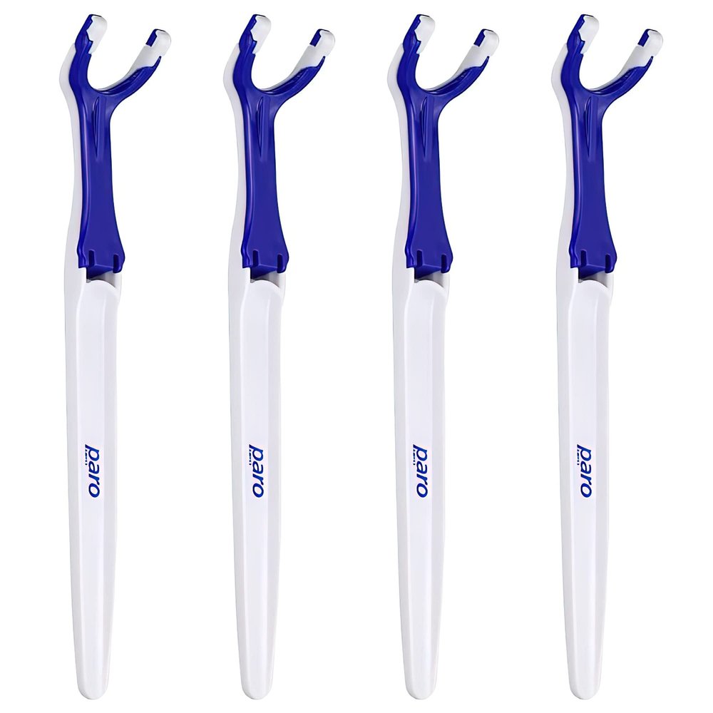 Paro Dental Floss Holder!! The Perfect Grip!! Easy Clean and Comfortable Way to Floss, Works Best with Paro Riser Floss. Pack of 4