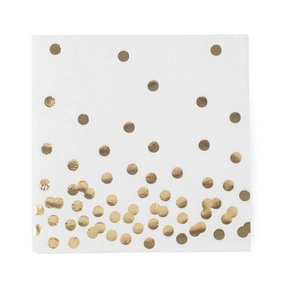 Napkins Gold Foil Polka Dot Confetti Cocktail Disposable For Birthday Party 50 Pack
