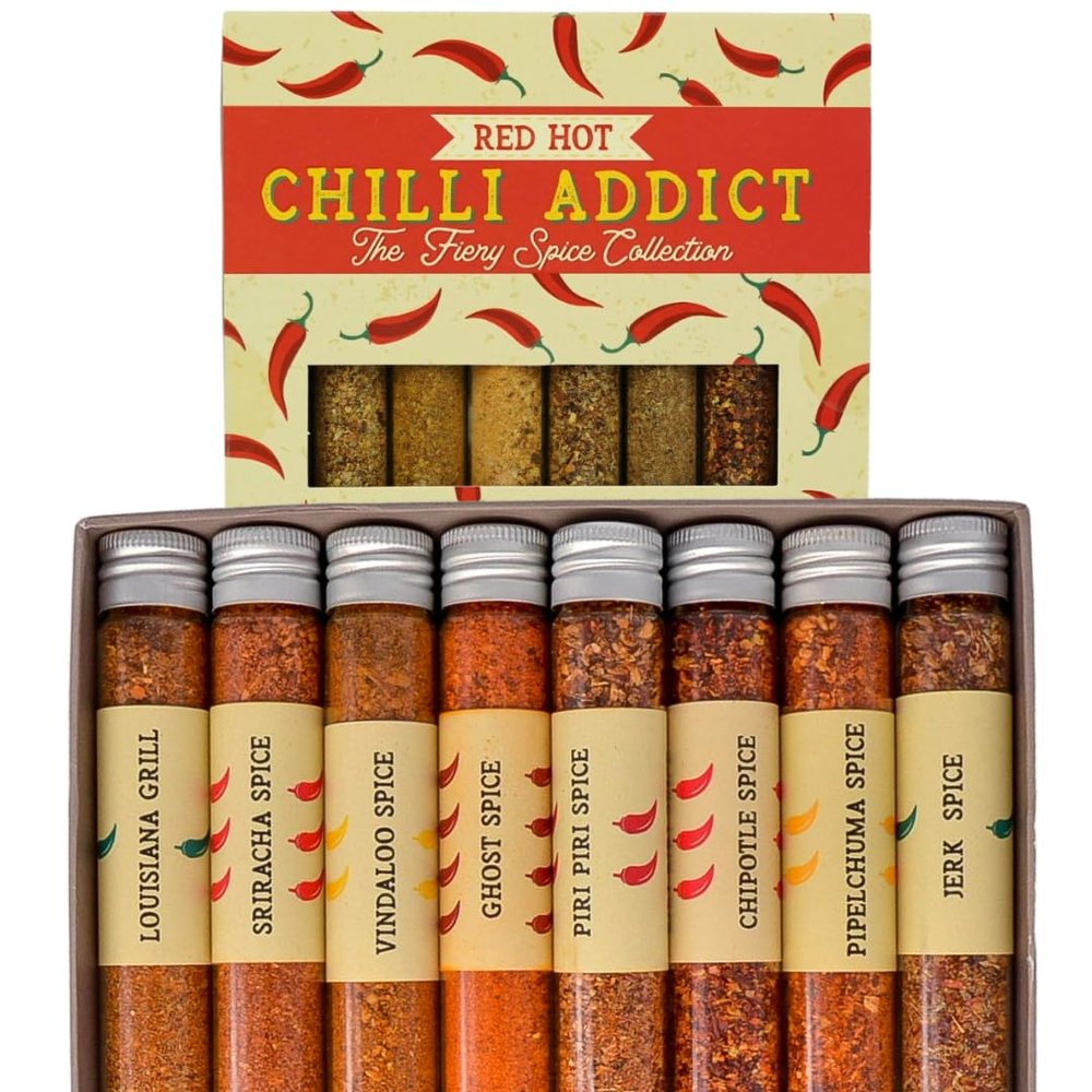 eat.art Red Hot Chilli Addict | Gourmet Selection of Fiery Red Hot Spice Blends | 8-Pack Gift Set