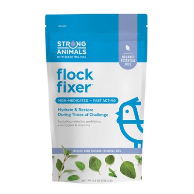 Strong Animals Flock Fixer Supports Immunity of Backyard Chickens During Times of Challenge, Contains Organic Oregano Essential Oils (5.5 oz. Pouch)