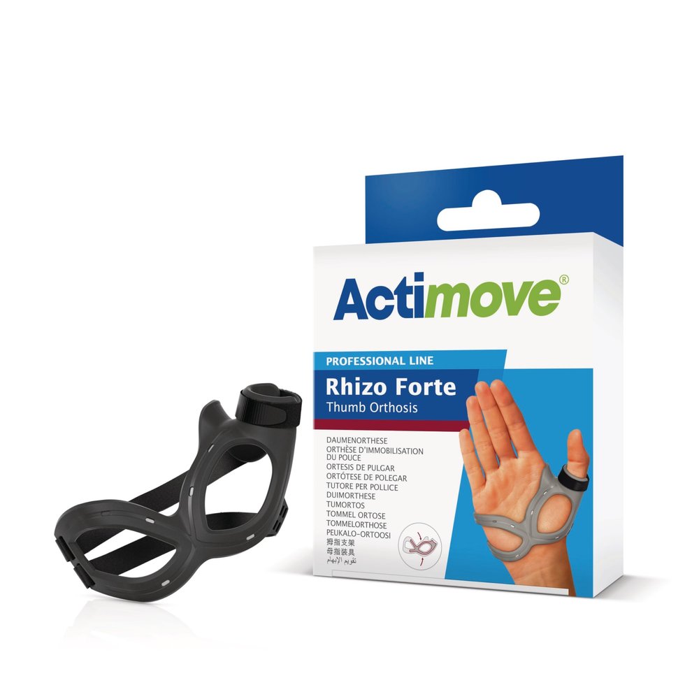 Actimove Professional Line Rhizo Forte Thumb Orthosis Thumb Brace for Osteoarthritis, Skiers Thumb, Rheumatoid Arthritis, Sprains Patented Design Right Hand Black, Large
