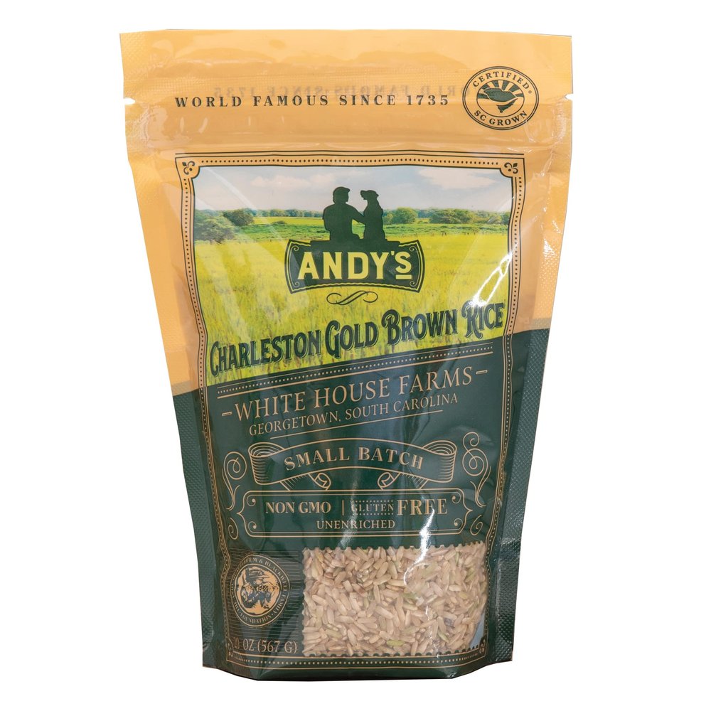 Andys Organic Carolina Gold Rice | Charleston Gold Long Grain Brown Rice | Gluten Free, Non GMO & Sugar Free | Aromatic | Harvested in the USA | 1 Pack | 20 Oz (1.25lb)