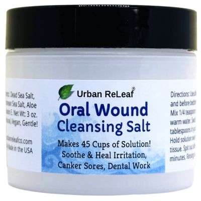 Urban ReLeaf Oral Wound Cleansing Salt ! Makes 45 Cups of Soothing Solution. Fast Relief from Irritation, Dental Work. 100% Natural, Braces, Mouth, Gum, Canker Sores, Dentures. Made in USA Fresh!