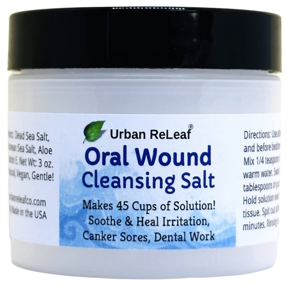 Urban ReLeaf Oral Wound Cleansing Salt ! Makes 45 Cups of Soothing Solution. Fast Relief from Irritation, Dental Work. 100% Natural, Braces, Mouth, Gum, Canker Sores, Dentures. Made in USA Fresh!