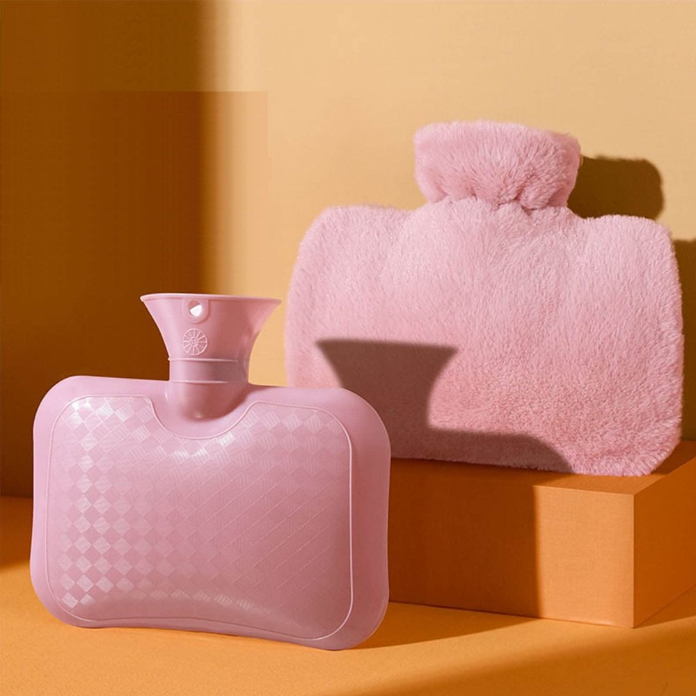 Hot Water Bag with Soft Cover,Hot Water Bottle Rubber for Hot Compress and Cold Therapy,Apply Soothing Heat with Warm Water - Pain and Cramps Relief for The Back, Stomach, Feet, Neck, Arms, Shoulders