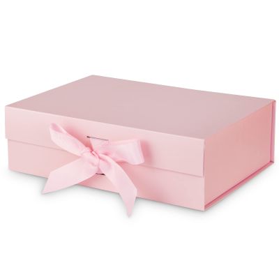 DaiJoob Large Pink Gift Box with Lid for Presents 13x9x4 Inch with Ribbon and Magnetic Closure (Pack of 1)