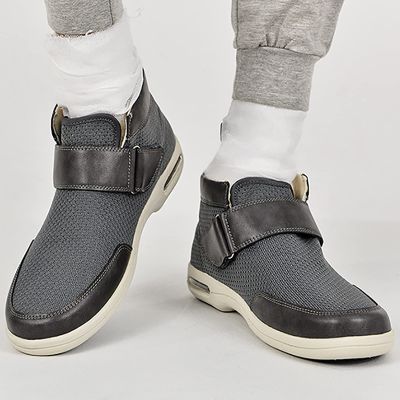 FZYUAN Mens Diabetic Shoes Extra Wide Width Diabetic Slippers with Adjustable Closure, Breathable Non-Slip Orthopedic Shoes for Edema Plantar Fasciitis Bunions Arthritis Swollen Feet,Gray,9