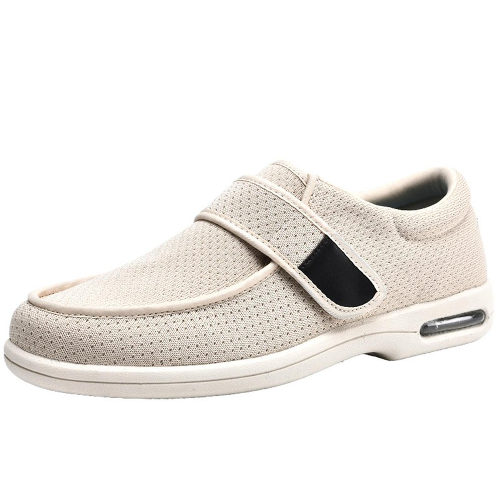 FZYUAN Extra Wide Width Diabetic Shoes for Women with Adjustable Closure, Lightweight Edema Sneakers Diabetic Slippers for Edema Plantar Fasciitis Bunions Arthritis Swollen Feet,Beige,9.5
