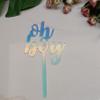 10pcs of Mirrored Oh Baby Cake Topper for Baby Birthday Party Decorations,Oh Boy Acrylic Stirrers Drink Stirrers (Rainbow) view 4