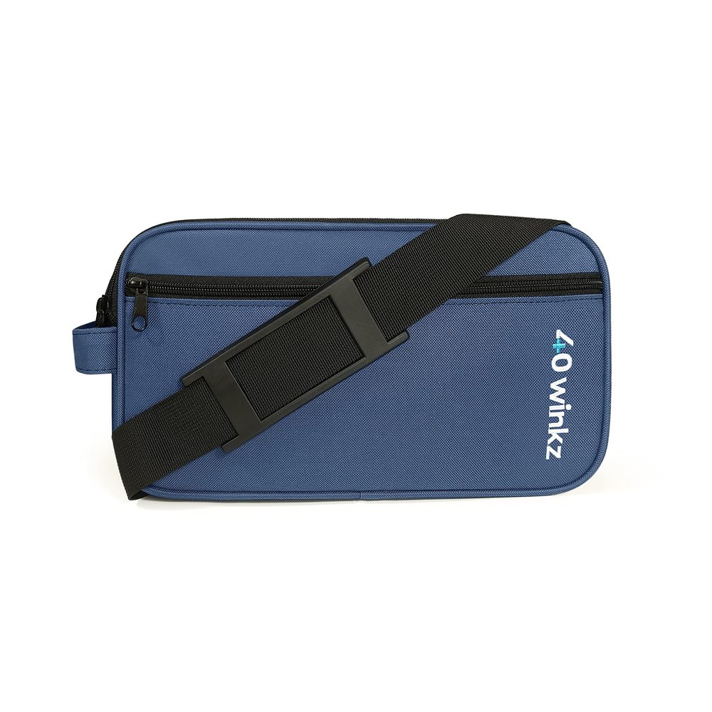 40Winkz Travel Carrying Bag compatible with ResMed AirMini, Portable CPAP Equipment Bag and Supplies Storage Bag with Shoulder Strap, Organizer Carrying Case with Luggage Strap (Navy)