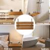 20 Inch Folding Teak Shower Bench - Wall Mounted Space-Saving Shower Seat for Elderly & Adults, Brushed Nickel Cover, 400lb Weight Capacity, Ideal for Shower, S view 4