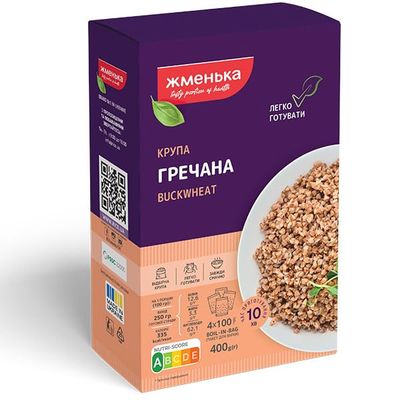 Zhmenka Buckwheat Groats BOIL-IN-BAG 4 x 100 gr GMO Free 14.10 OZ / 400 gr Product of Ukraine (1 Pack)