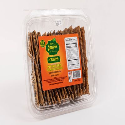 ARA-Z SANGAK Multi Seed Crisps - Crunchy Flatbread Crackers With Sesame, Poppy, Caraway, and Flaxseed, 4-Pack, 18 Crackers Per Pack, by Breadmasters