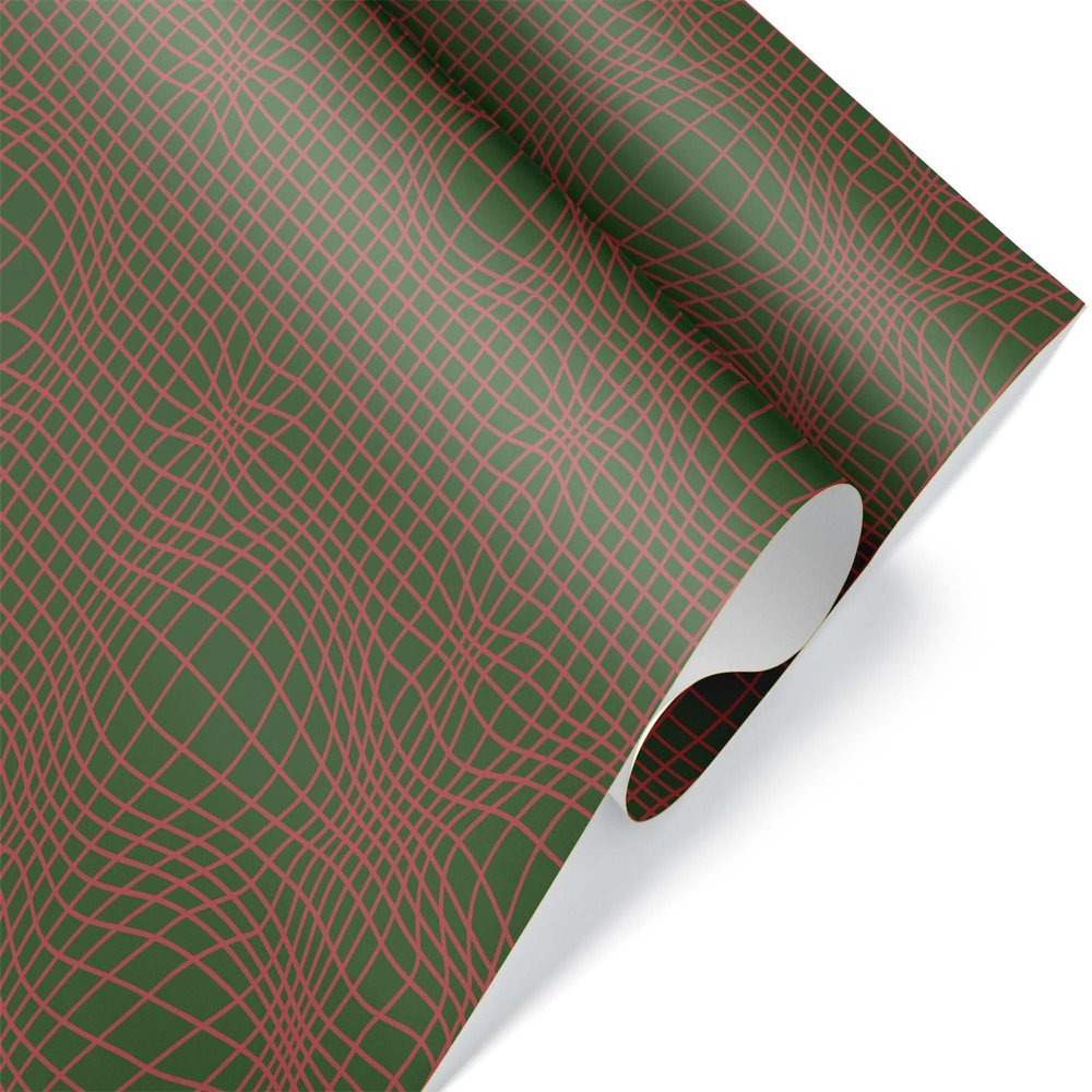 Red Green Synthwave Christmas Gift Wrap Thick Wrapping Paper Cool Punk Party Decoration (6 foot x 30 inch roll)