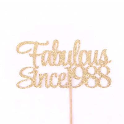 Atelier Elegance Fabulous Since 1988 Cake Topper, Birthday Cake Topper, Anniversary Topper