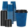 Lamosi 12 OZ Disposable Coffee Cups with Lids 50 Pack, Hot Paper Insulated Corrugated Ripple Wall Cup for To Go Drinks and Beverages view 1
