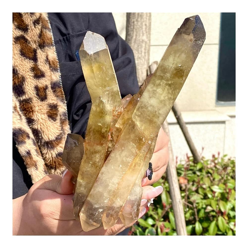 WGPHD Health & Household Natural Topaz Cluster Mineral Samples, Cristal Yellow amas depierres de gurison, dcoration de Maison, artisanat, ornement (Color : Yellow, Size : 500g)