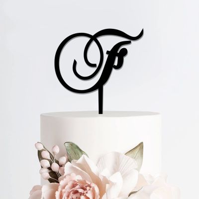Acrylic Personalized Wedding Cake Toppers Monogram Name Letter Black Silhouette Cake Topper Funny Party Cake Decorations for Wedding Top Engagement Anniversary_9