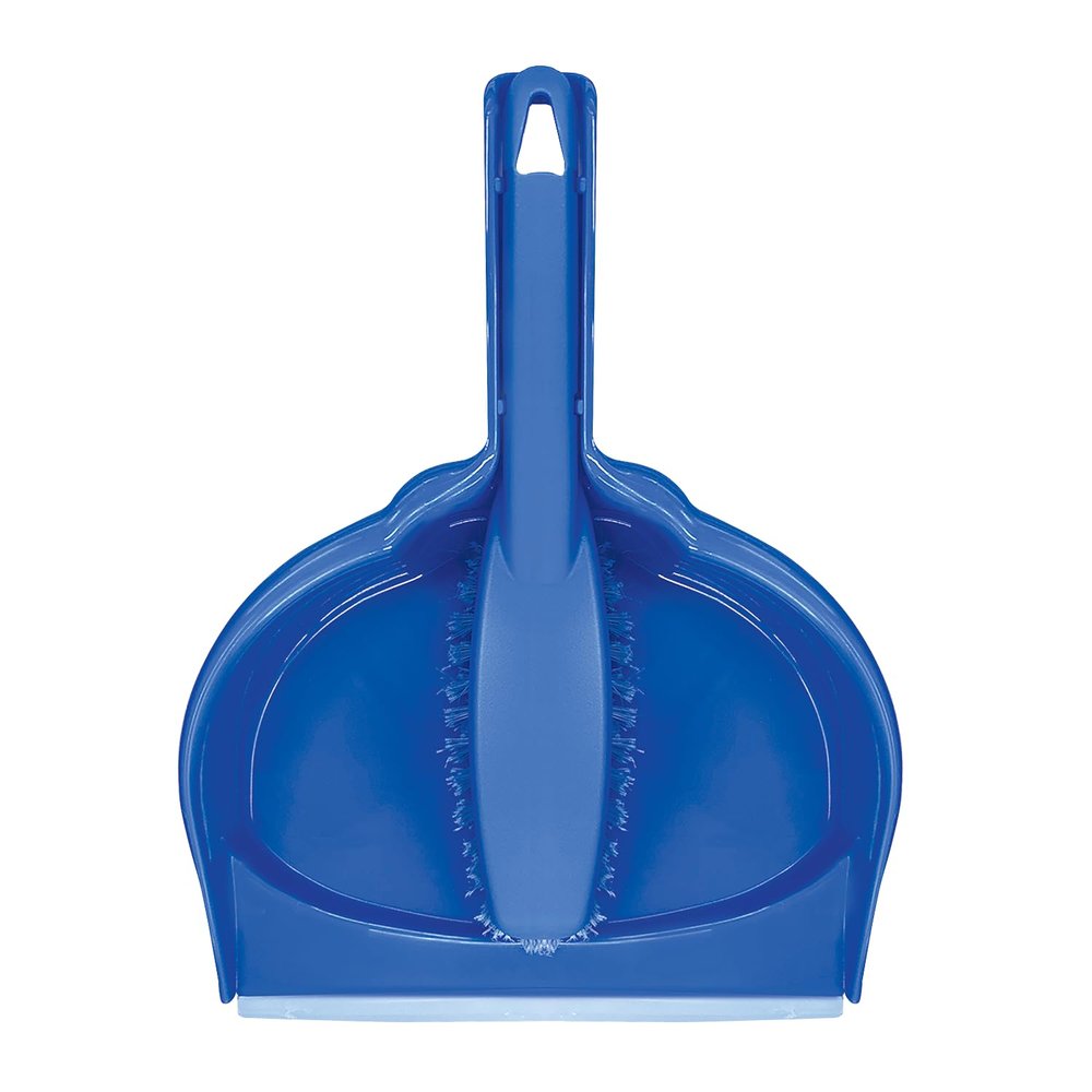LOLA Clip On Dust Pan & Brush Set, w/Easy Dust, Dirt & Debris Catching Rubber Lip, Flagged Fiber Bristled Brush, Hang Hole for Easy Storage