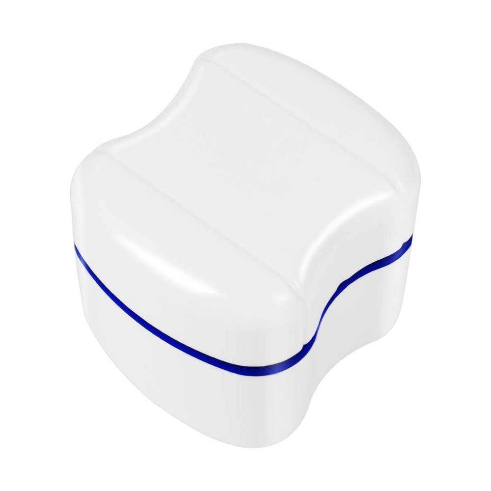 Case with Strainer Basket - Storage Container Case Cleaning Case for Braces, Dentures & Aligners (Blue)