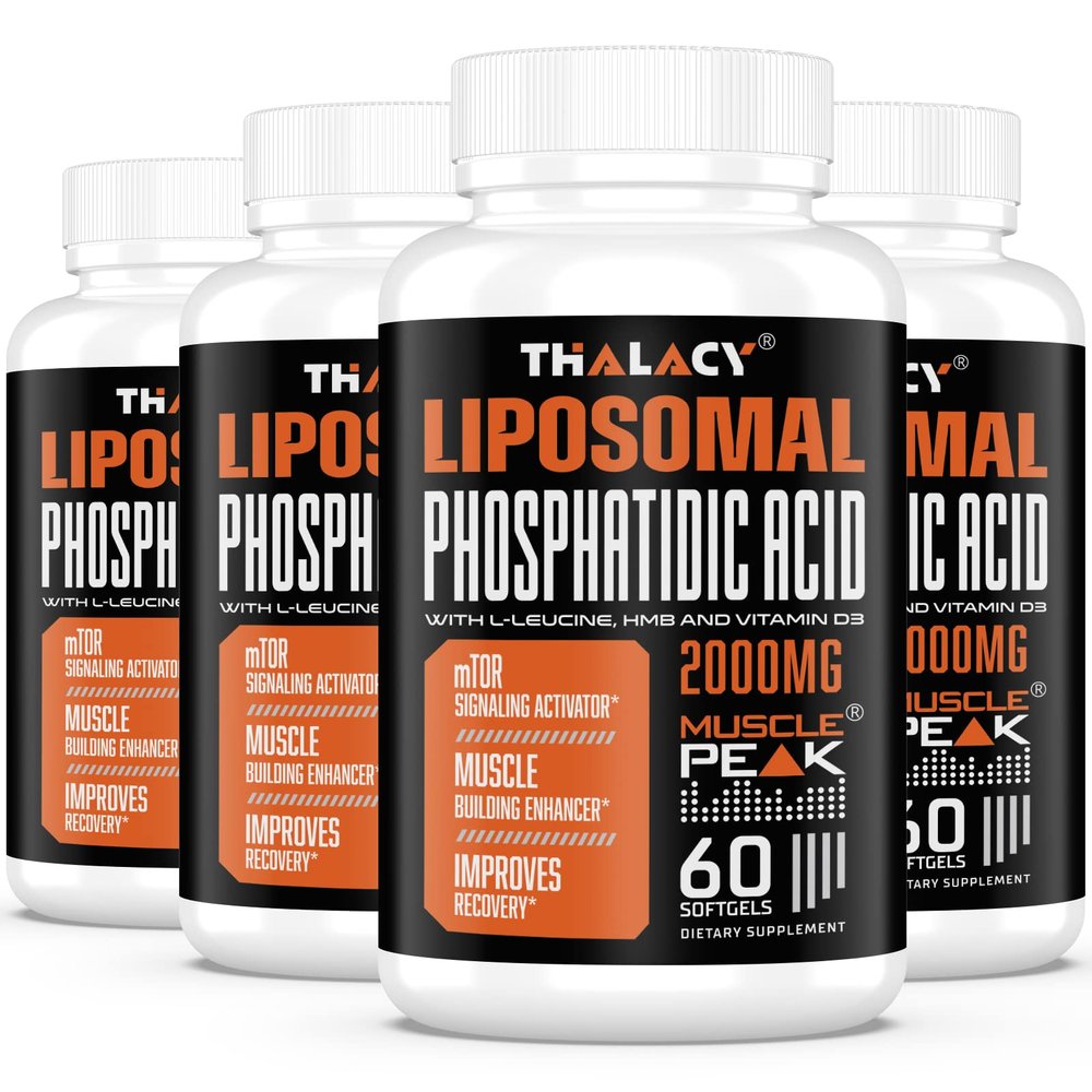 Thalacy 2000mg Liposomal Phosphatidic Acid Muscle Builder (PA), High Absorption Muscle Building Supplements for Men & Women | Muscle Gainer, mTOR Protein Synthesis & Lean Muscle, Strength, 4 Pack