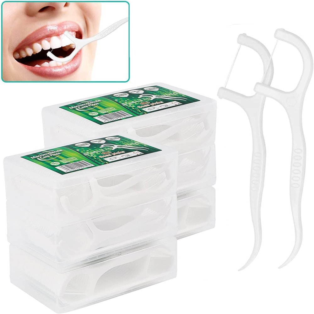 LEEGAWU 300PCS Dental Floss Travel Flossers Professional Toothpicks Sticks with Travel Case Superfine Floss Picks Dental Picks for Teeth Cleaning