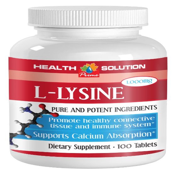 Improves Calcium Absorption Naturally - L-LYSINE Pure and Potent INGREDIANES, Immune System Booster, Supports Calcium Absorption - Vitamin c lysine Collagen, 1B (100 Tablets)