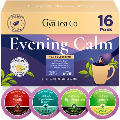 Gya Tea Co Evening Calm Tea Pod Collection Gift Set (16 Count) - Different Flavors Assorted Variety Pack
