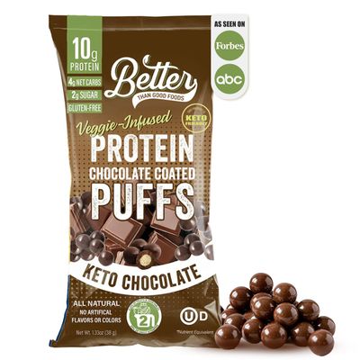 Better Than Good Savory Keto Chocolate Protein Puffs  Gluten-Free, Low Calorie, High Protein, Low Carb, Paleo, Sugar-Free Healthy Organic Snacks for Kids & Diabetics | No Artificial Flavors (12-Pack)