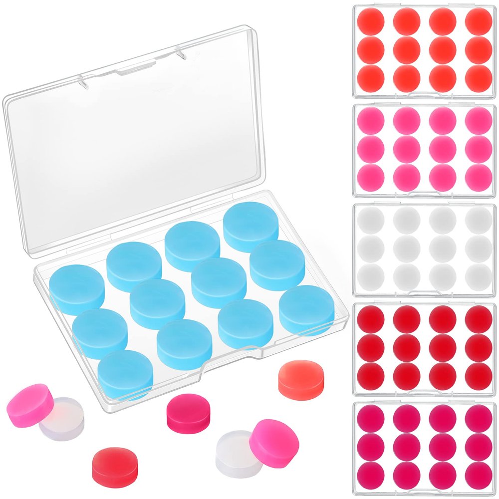 72 Pairs Soft Silicone Ear Plugs Moldable Putty Wax Earplugs Reusable Gel Ear Plugs for Sleeping Swimming Snoring Studying Noise Cancelling, 6 Colors